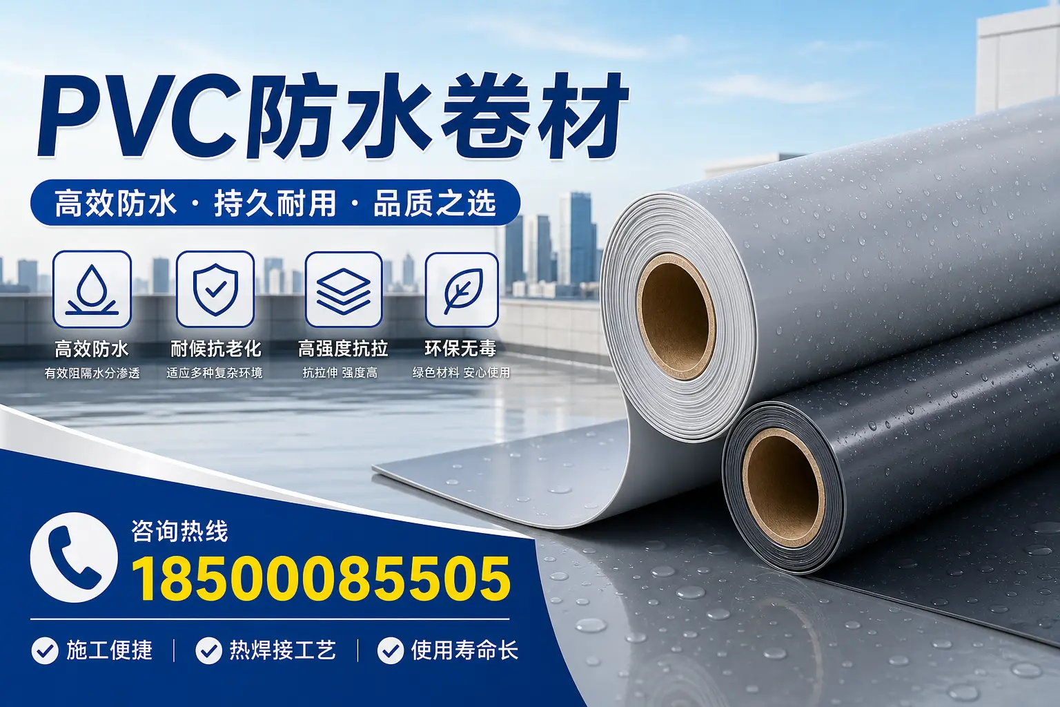 PVC防水卷材施工过程详解,确保在孝感顺利完成项目
